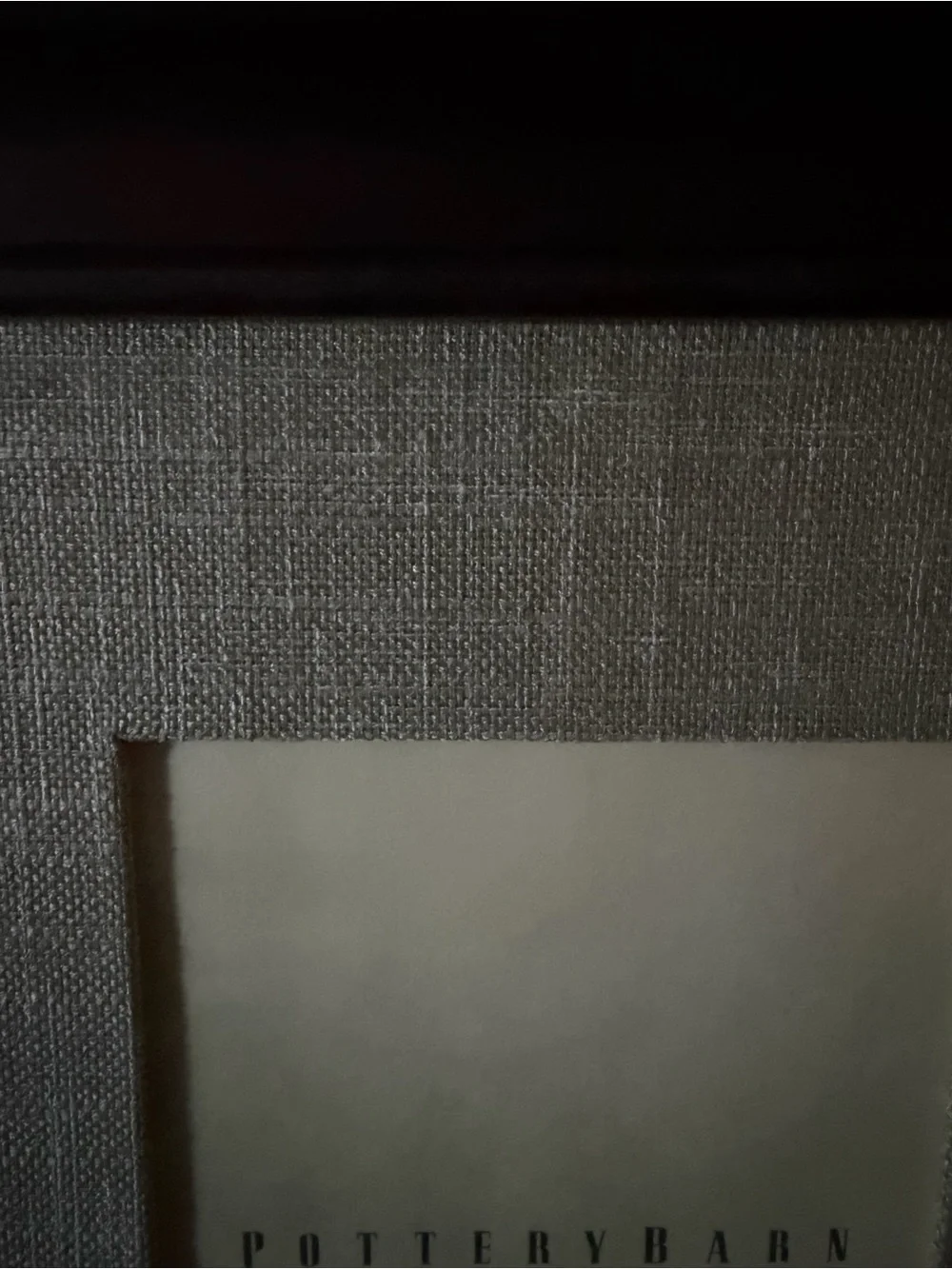Pottery Barn Dark Brown Frame with Grey Cream Linen Mat